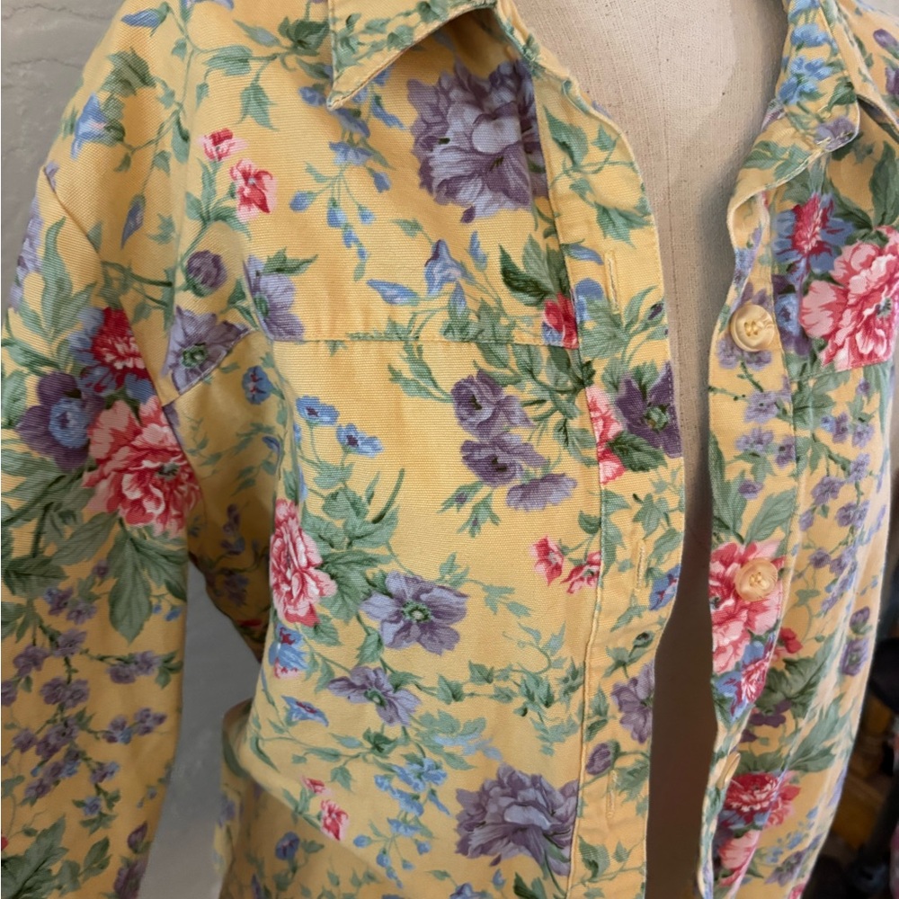 Vintage Lemon Grass Yellow Floral Button-Up Jacket sz XL - Picture 3 of 7
